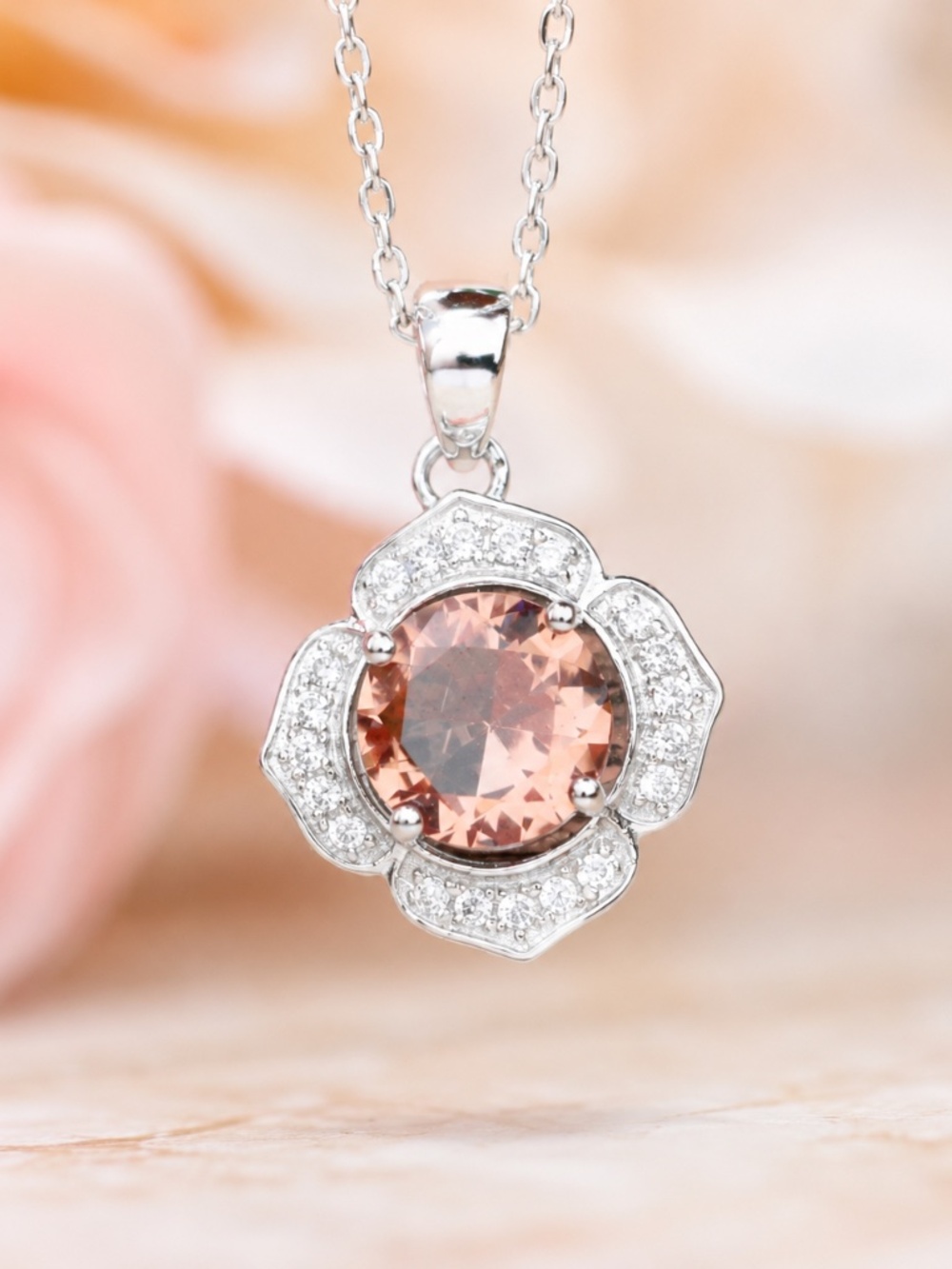 New Color Change Diaspore Flower Pendant Sterling Silver , Wedding , Bridal